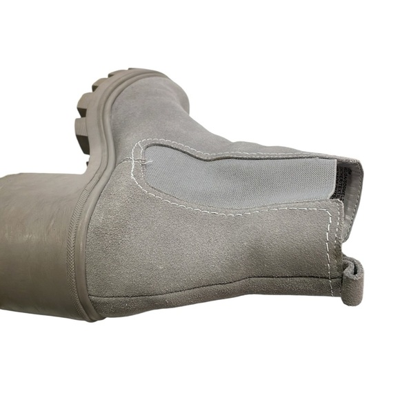 SPLENDID Ankle Boots Lug Sole Booties Grey Suede Leather Chelsea Heels Size 8.5 - Picture 11 of 12